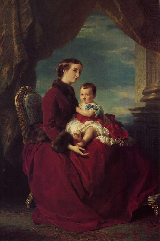 Franz Xaver Winterhalter The Empress Eugenie Holding Louis Napoleon, the Prince Imperial on her Knees oil painting picture